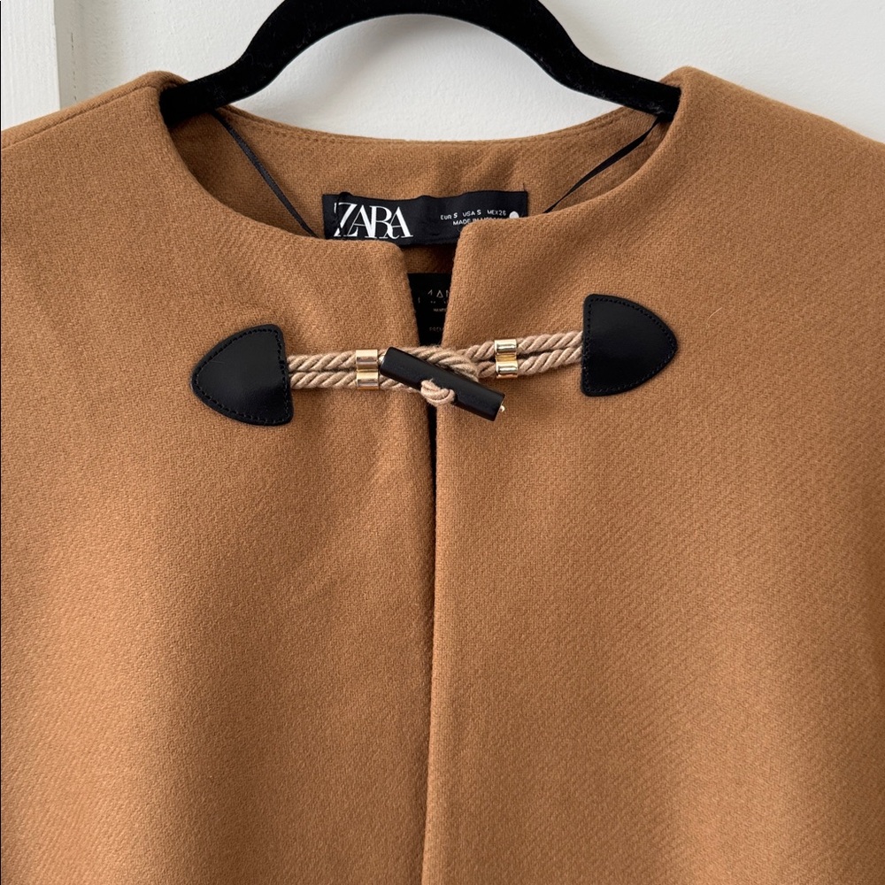 Zara Manteco Camel Cape Size S - Picture 6 of 14